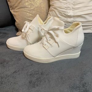Size 8 white wedge sneakers
